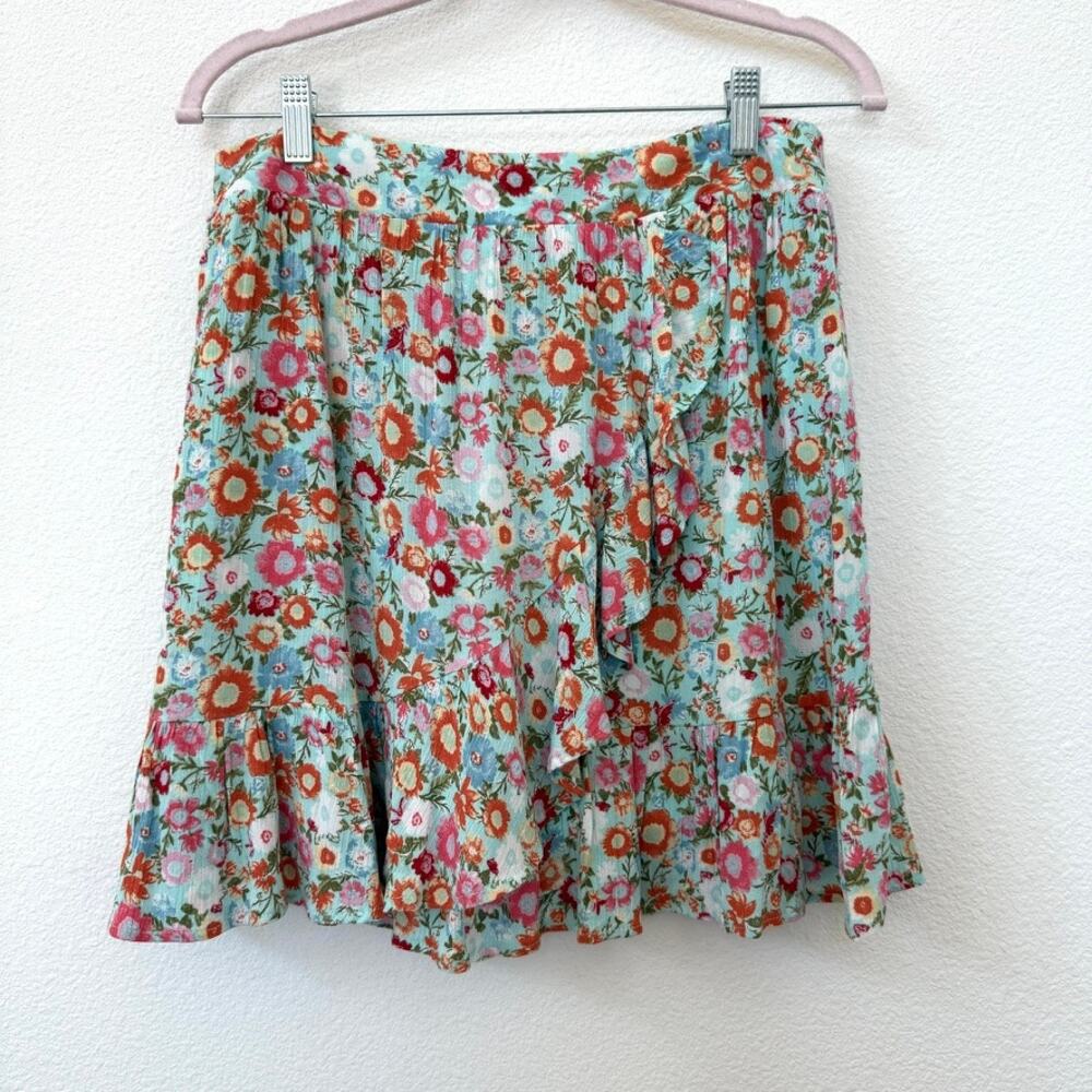 Altard State Zadie Floral‎ Ruffle Skirt Blue Boho Cottagecore Summer Size M